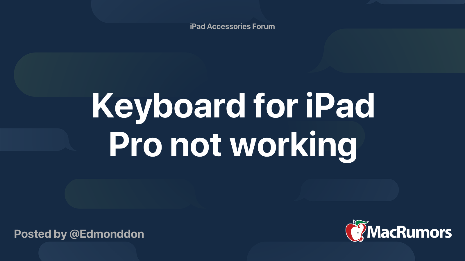 Keyboard for iPad Pro not working MacRumors Forums