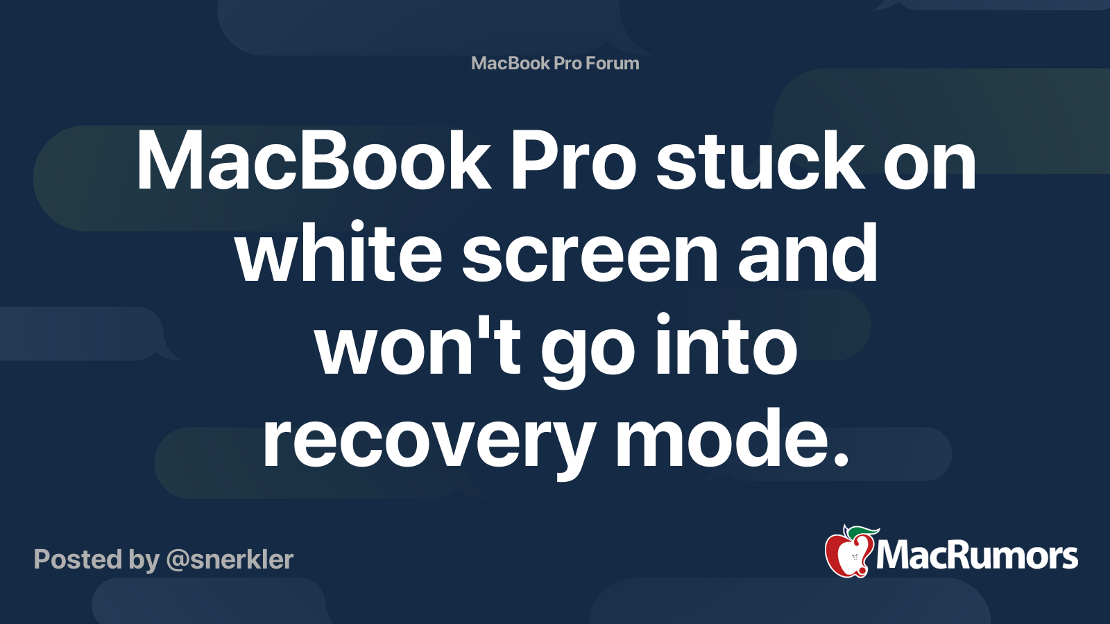 MacBook Pro stuck on white screen and won't go into recovery mode ...