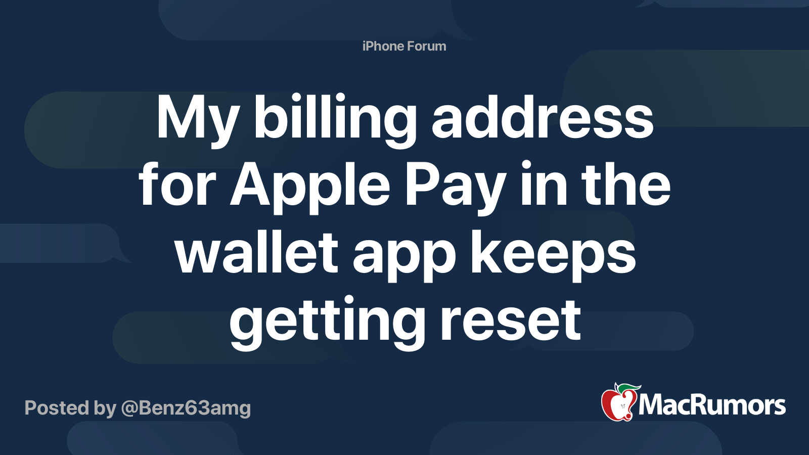 My billing address for Apple Pay in the wallet app keeps getting reset