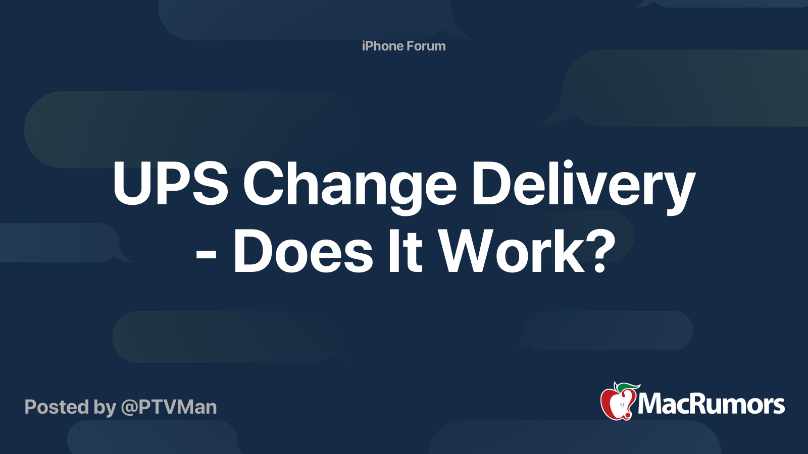 UPS Change Delivery Does It Work? MacRumors Forums