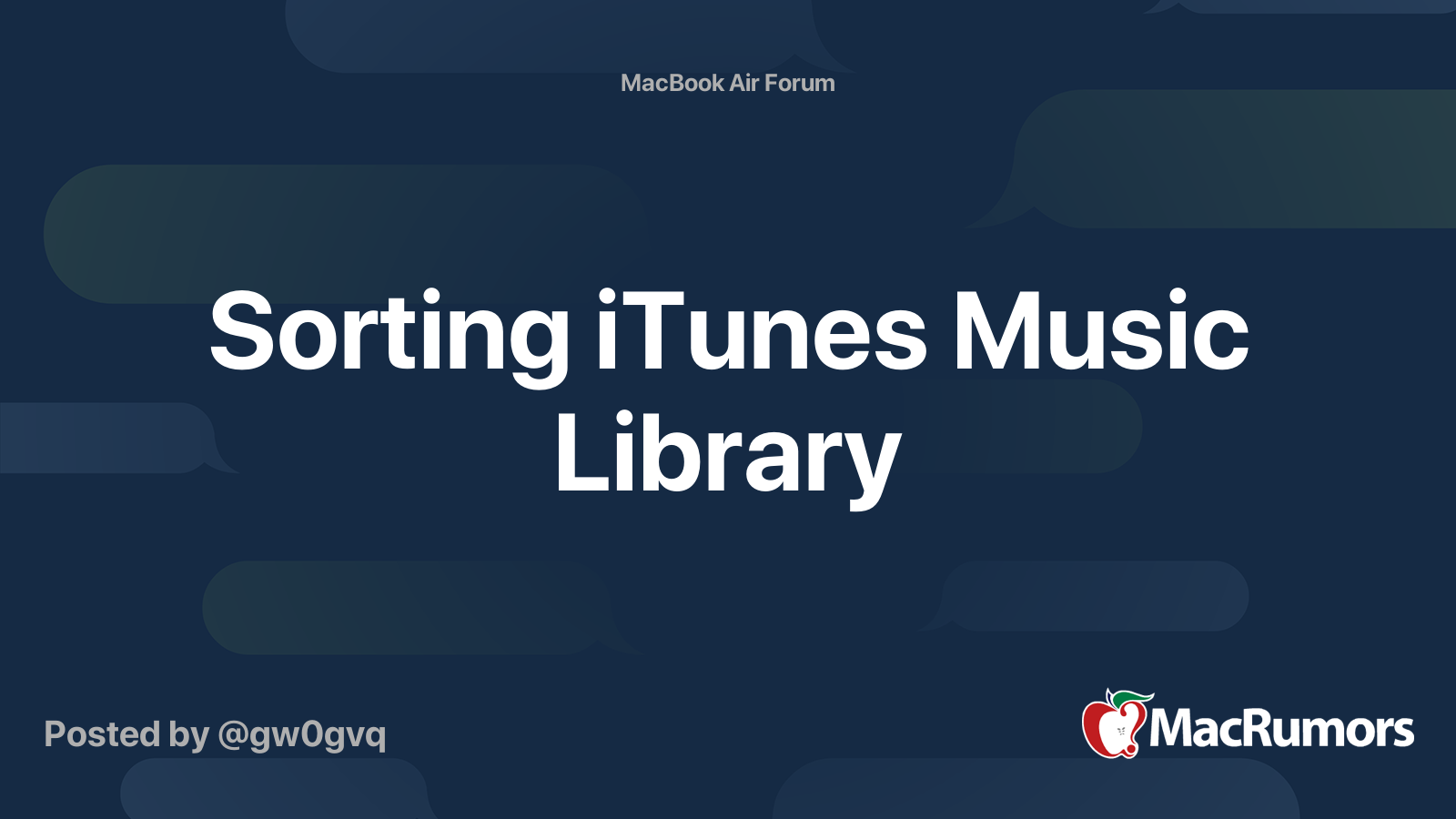 Sorting iTunes Music Library MacRumors Forums