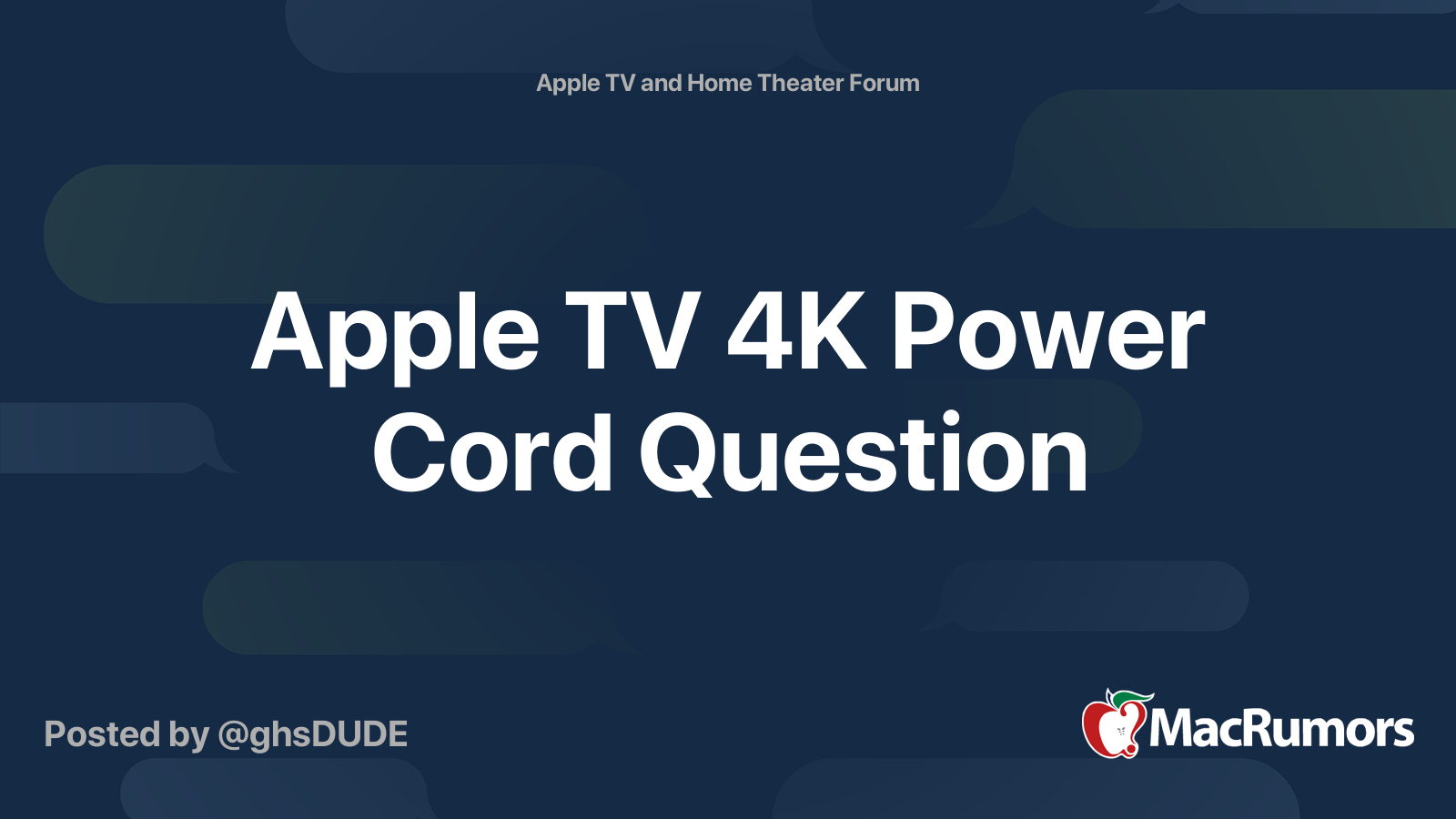 Apple TV 4K Power Cord Question MacRumors Forums