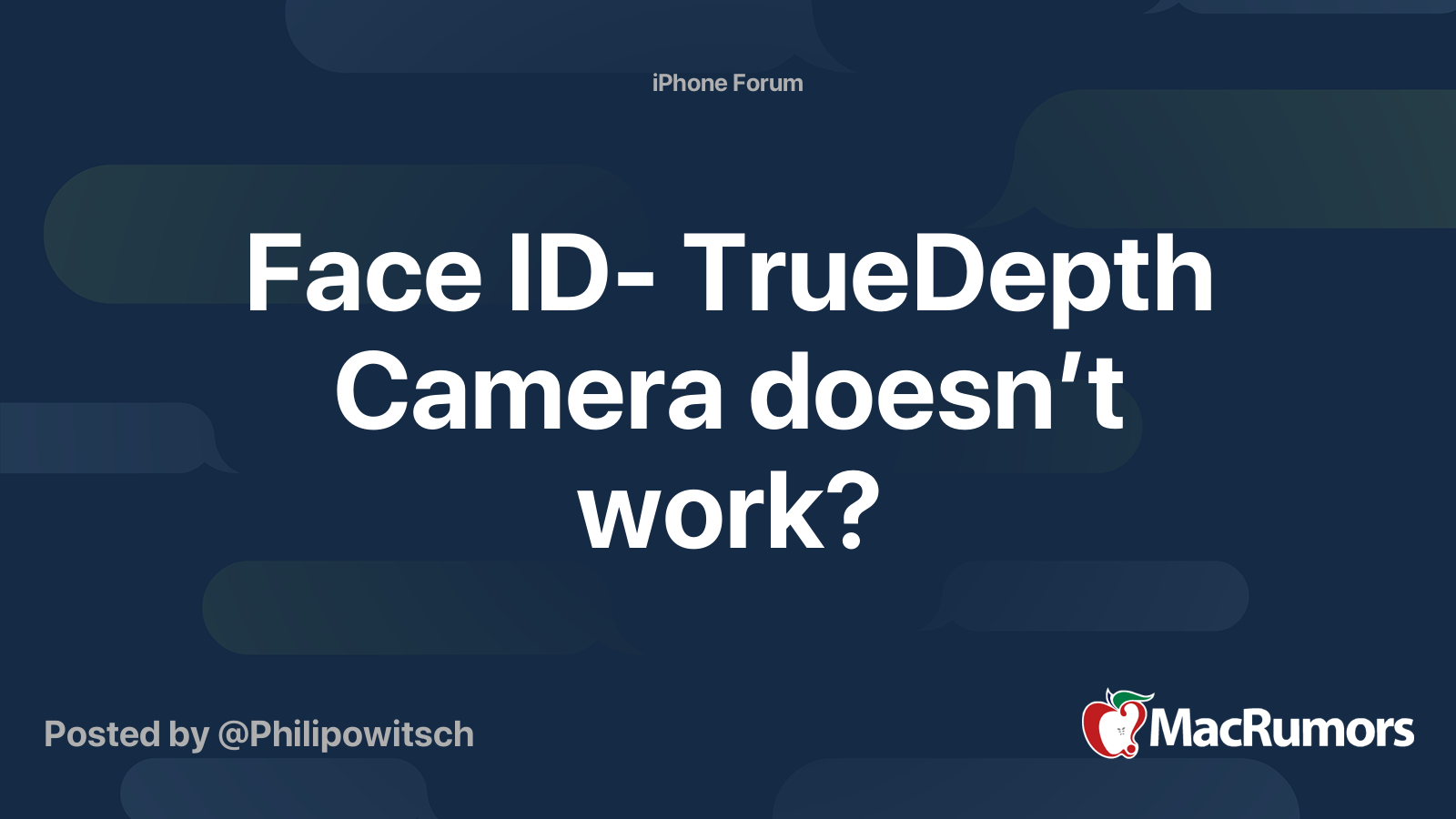 Face ID TrueDepth Camera doesn’t work? MacRumors Forums