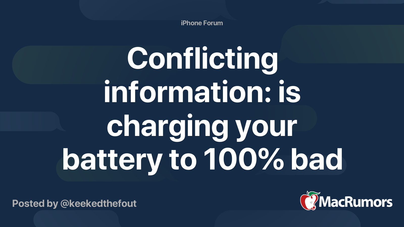 Conflicting information is charging your battery to 100 bad for it