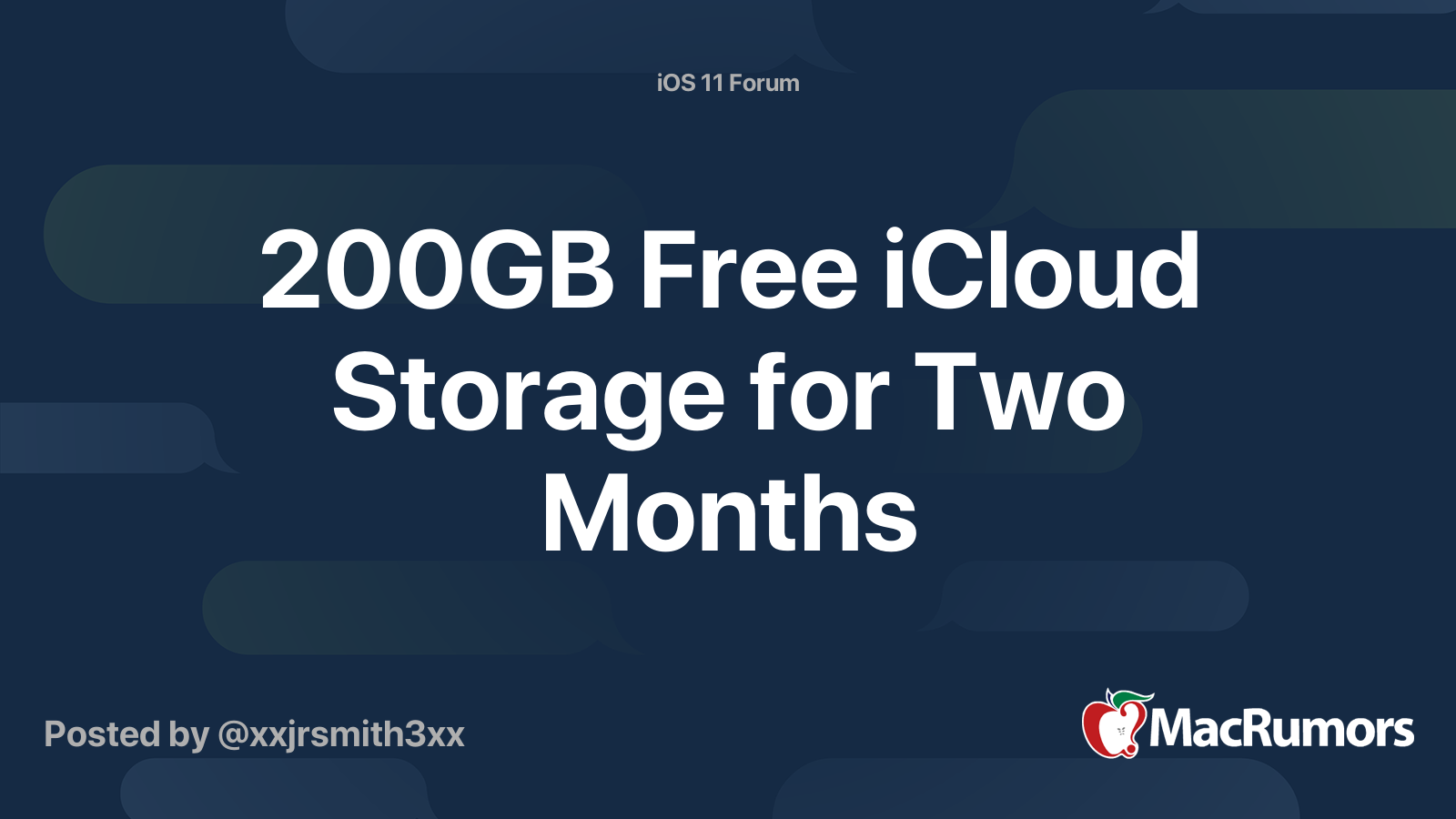 200GB Free iCloud Storage for Two Months MacRumors Forums