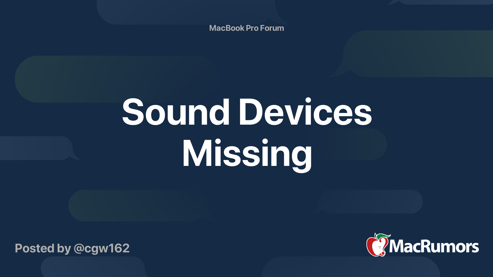 Sound Devices Missing | MacRumors Forums