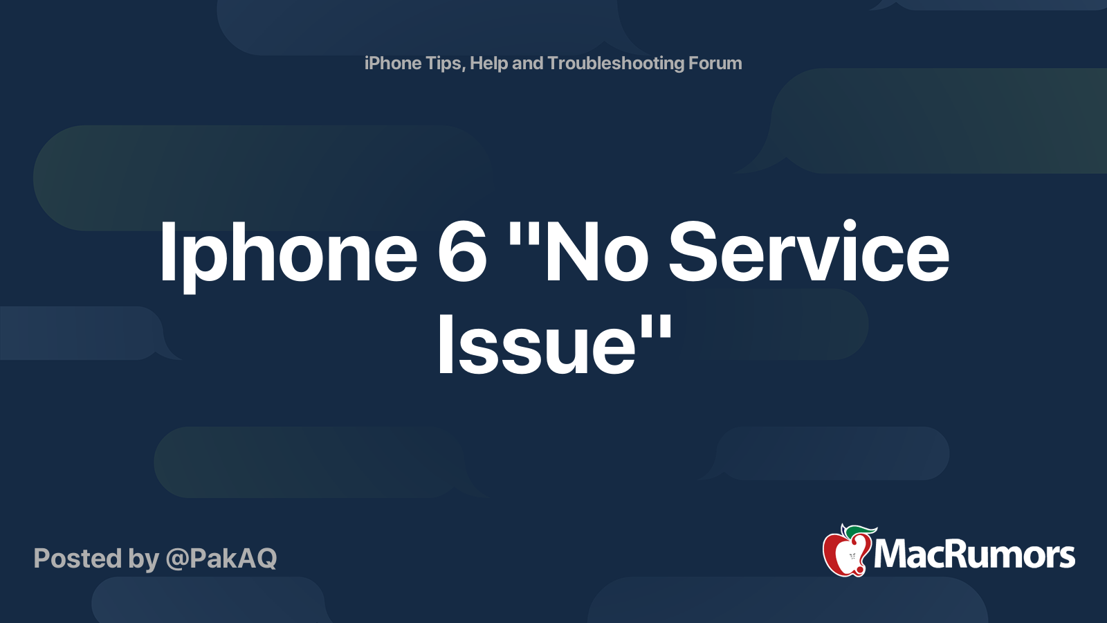 Iphone 6 "No Service Issue" | MacRumors Forums