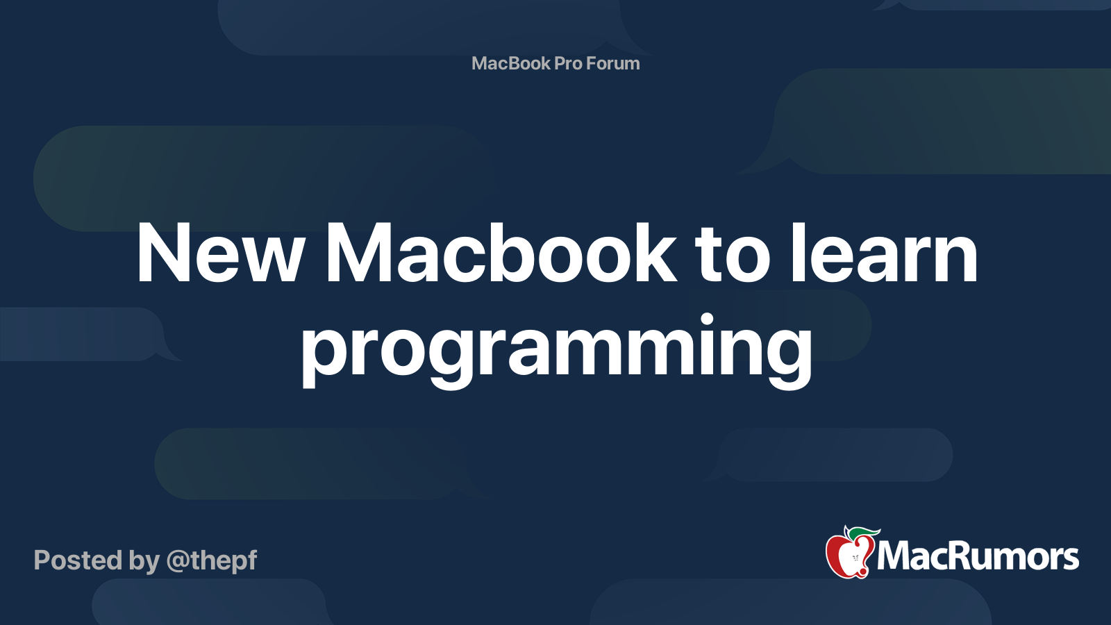 New Macbook to learn programming | MacRumors Forums