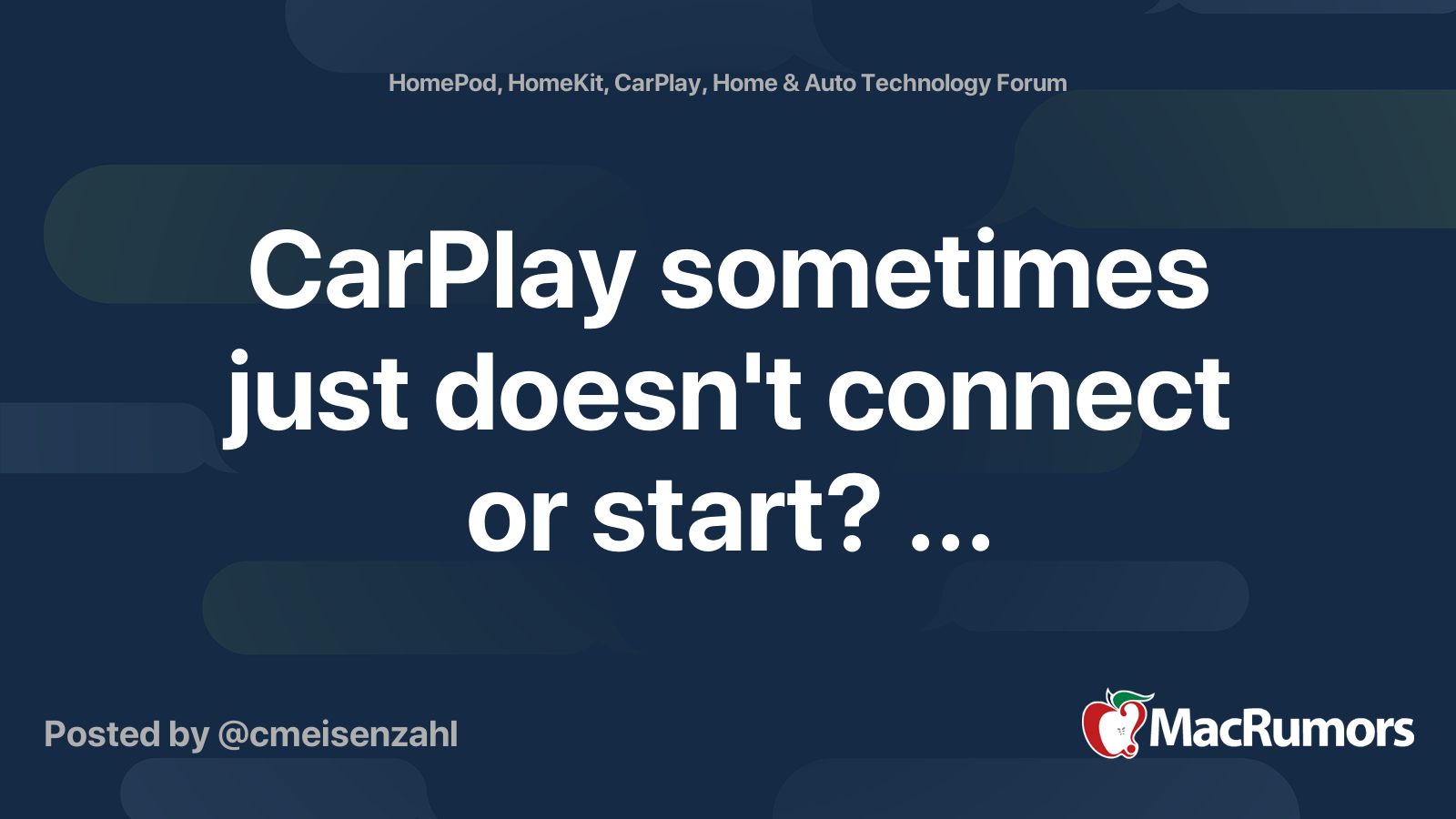 CarPlay sometimes just doesn't connect or start? MacRumors Forums
