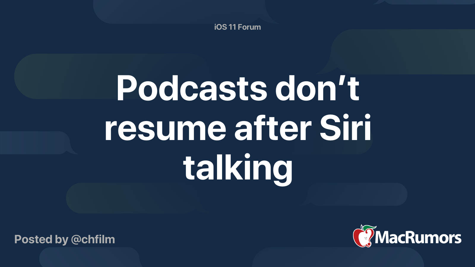 Podcasts don’t resume after Siri talking MacRumors Forums