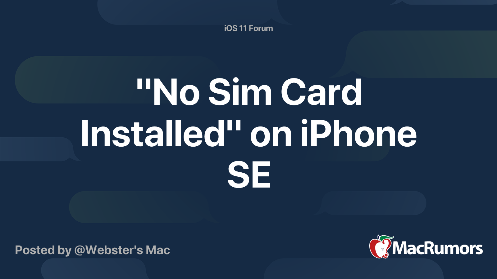 "No Sim Card Installed" on iPhone SE | MacRumors Forums