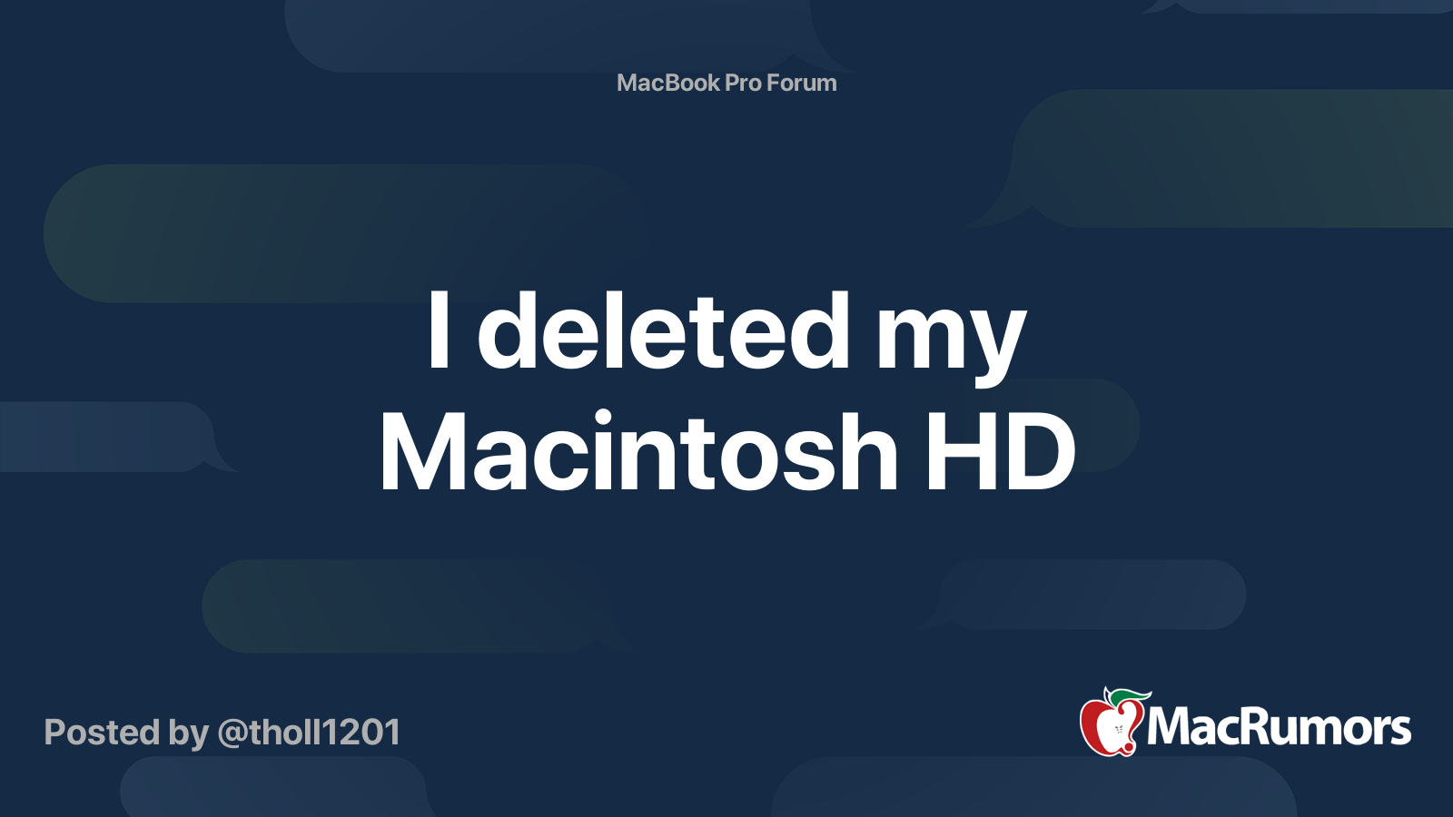 I Deleted My Macintosh HD MacRumors Forums