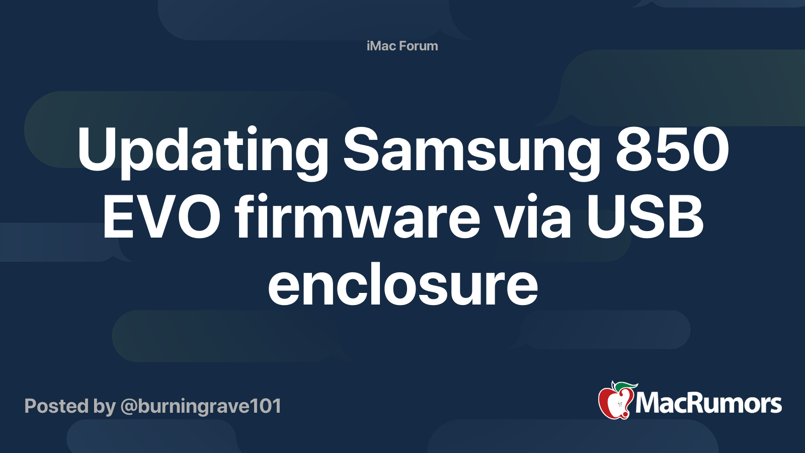 Måltid Venture plisseret Updating Samsung 850 EVO firmware via USB enclosure | MacRumors Forums