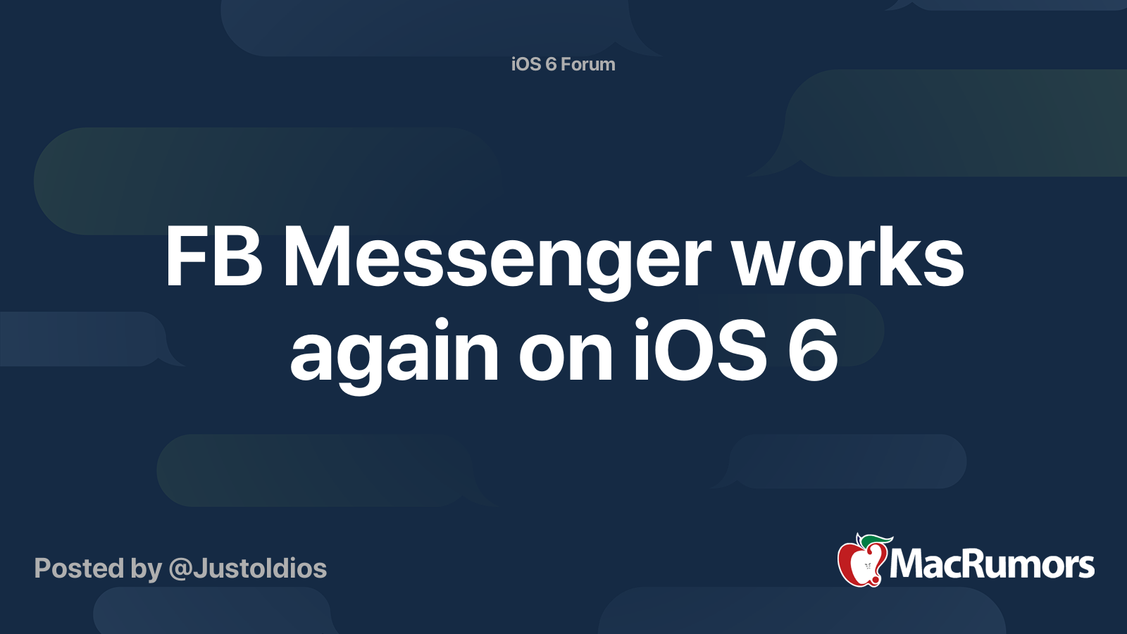 discussion] hello. i downgraded my iphone 4s to ios 9 to ios 6. works  , facebook. but the messenger doesn't work, it's hard to fix. I also  installed other tweaks, but the
