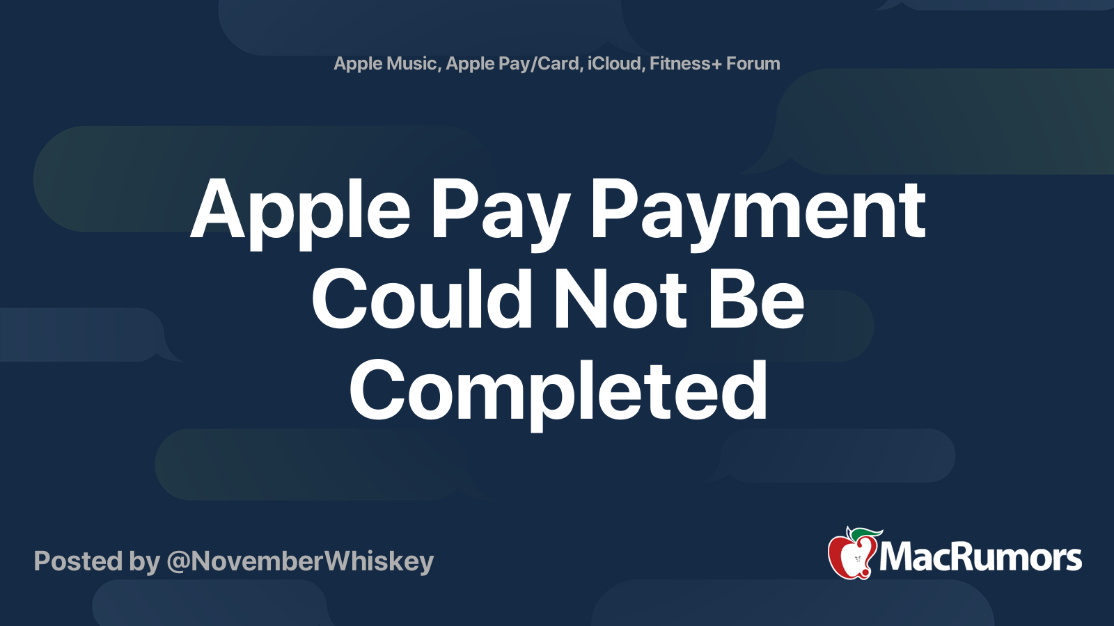 Apple Pay Payment Could Not Be Completed | MacRumors Forums