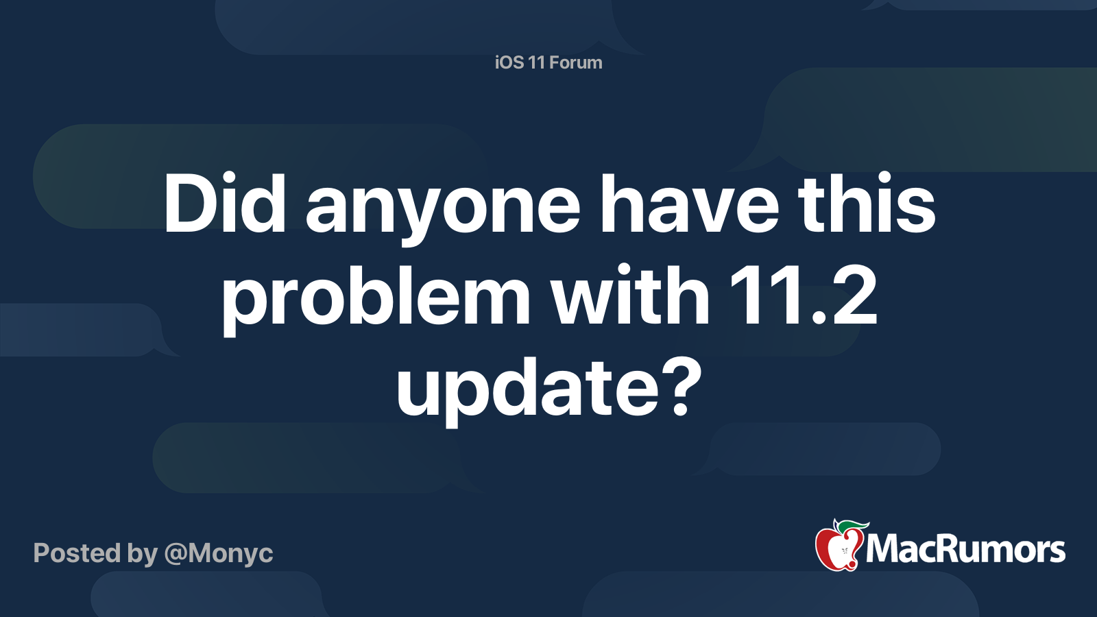 Did anyone have this problem with 11.2 update? | MacRumors Forums