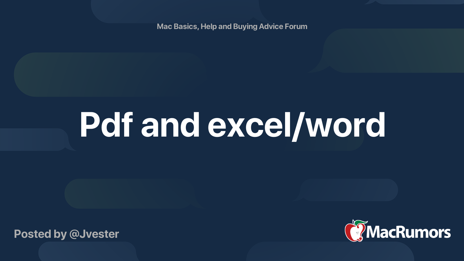Pdf and excel/word | MacRumors Forums