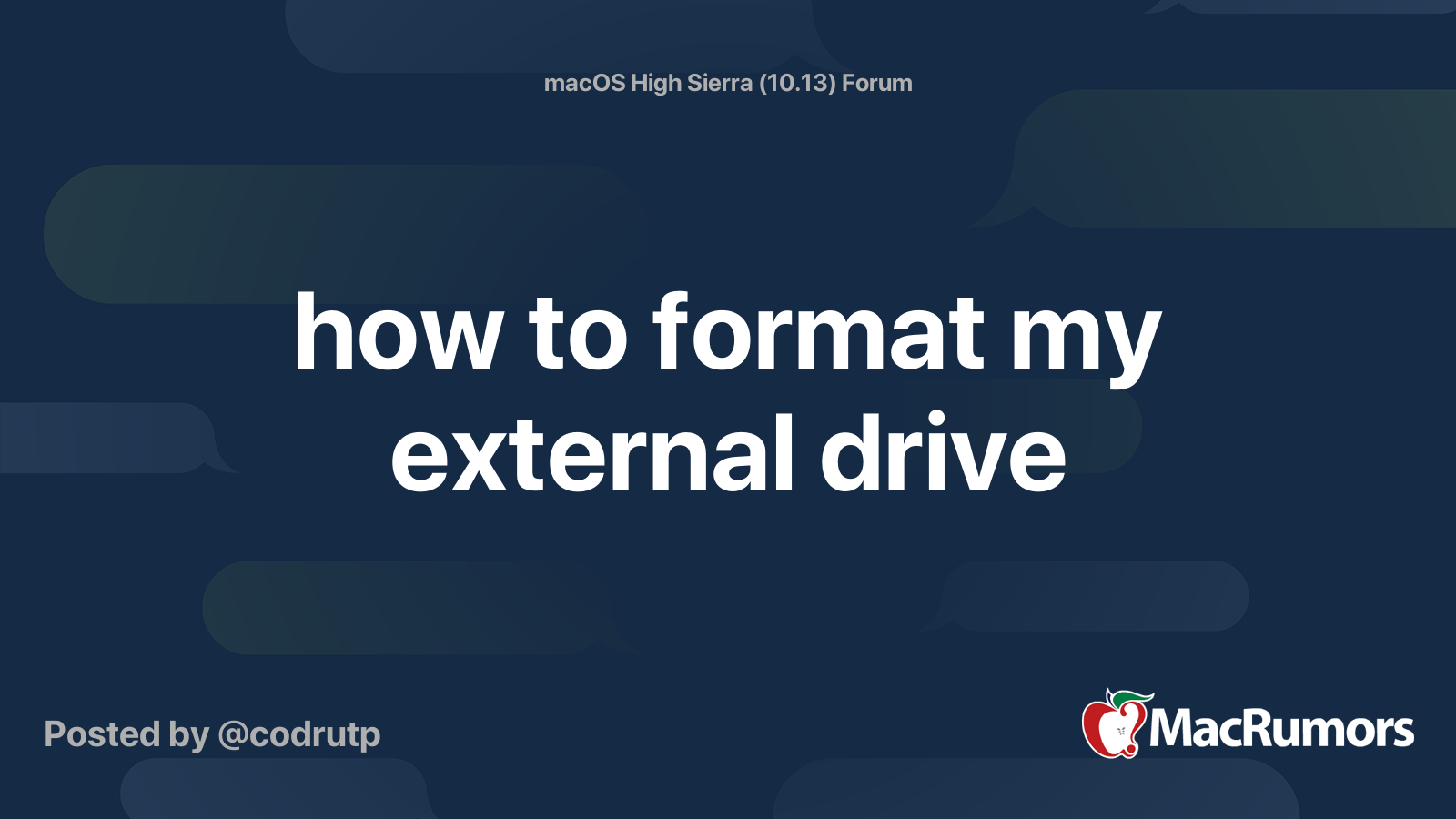 how to format my external drive | MacRumors Forums