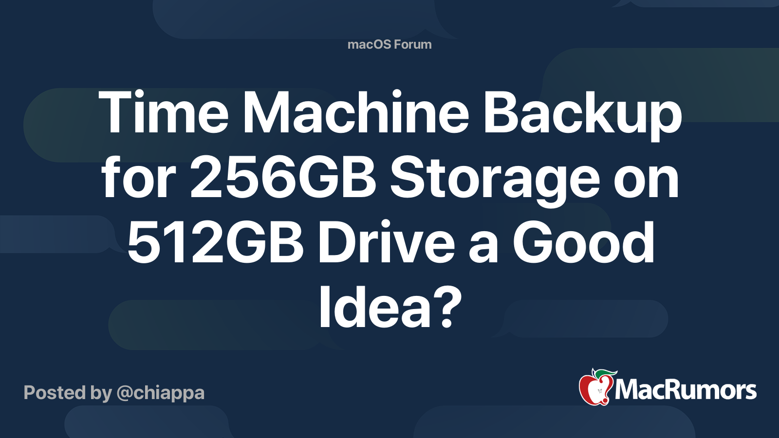 Time Machine Backup for 256GB Storage on 512GB Drive a Good Idea