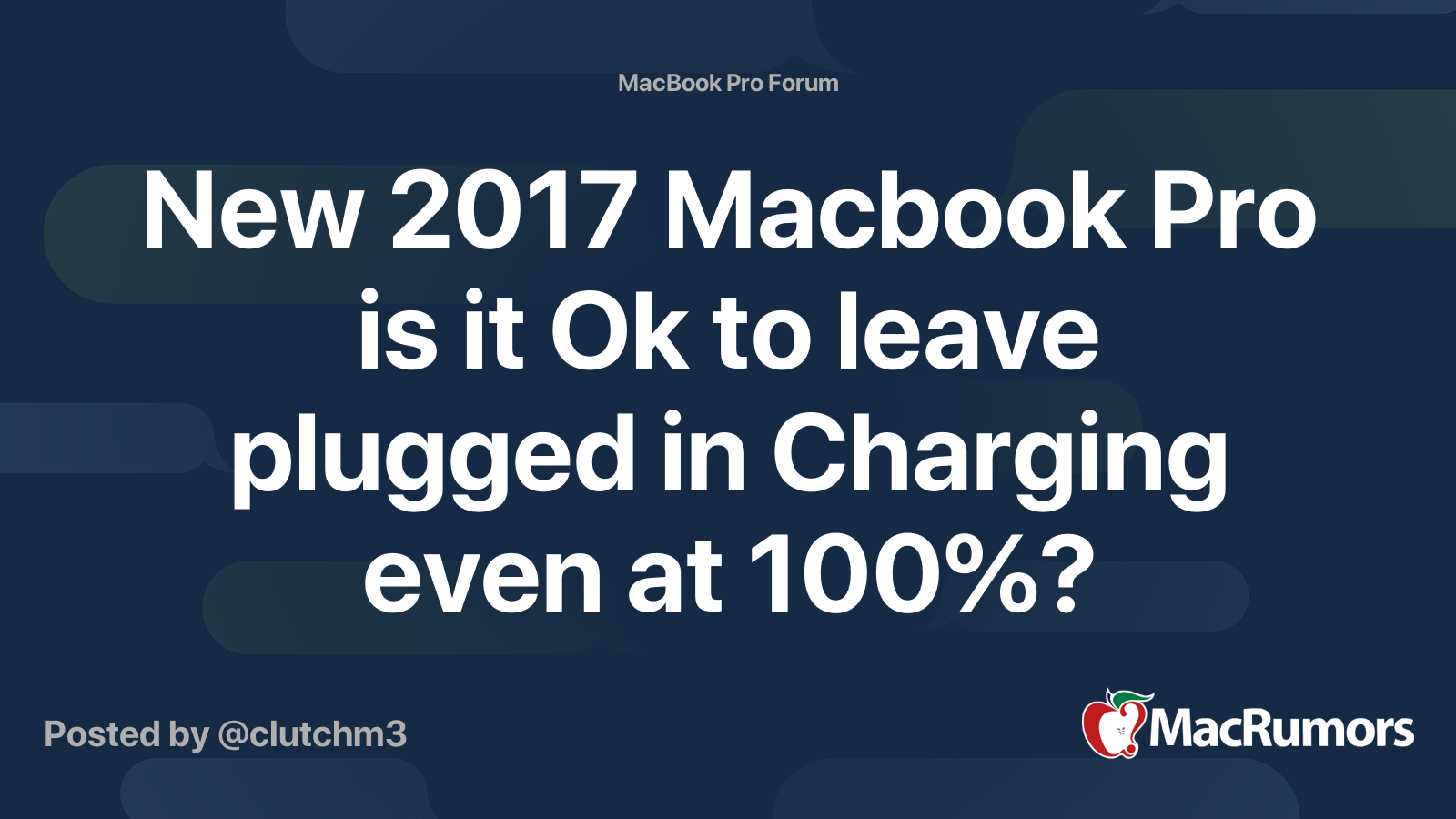 New 2017 Macbook Pro is it Ok to leave plugged in Charging even at 100