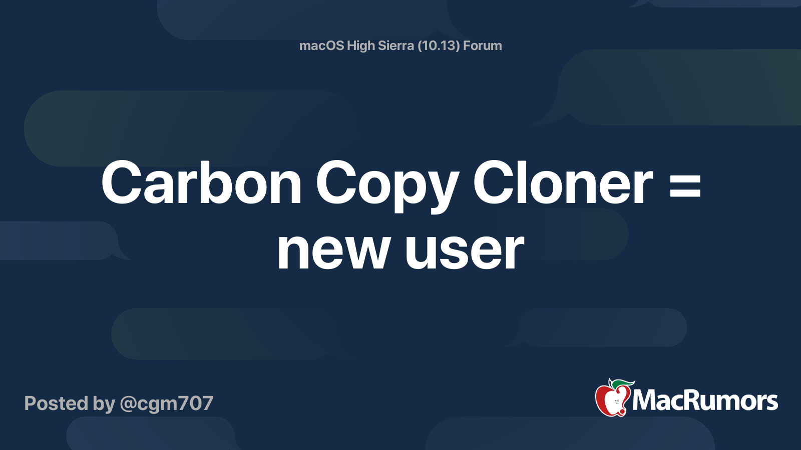 Carbon Copy Cloner = new user MacRumors Forums
