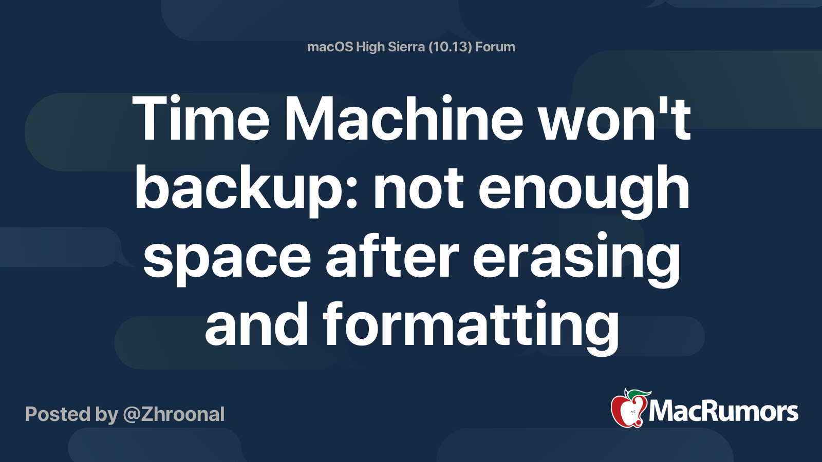 Time machine won t backup not enough space after erasing and