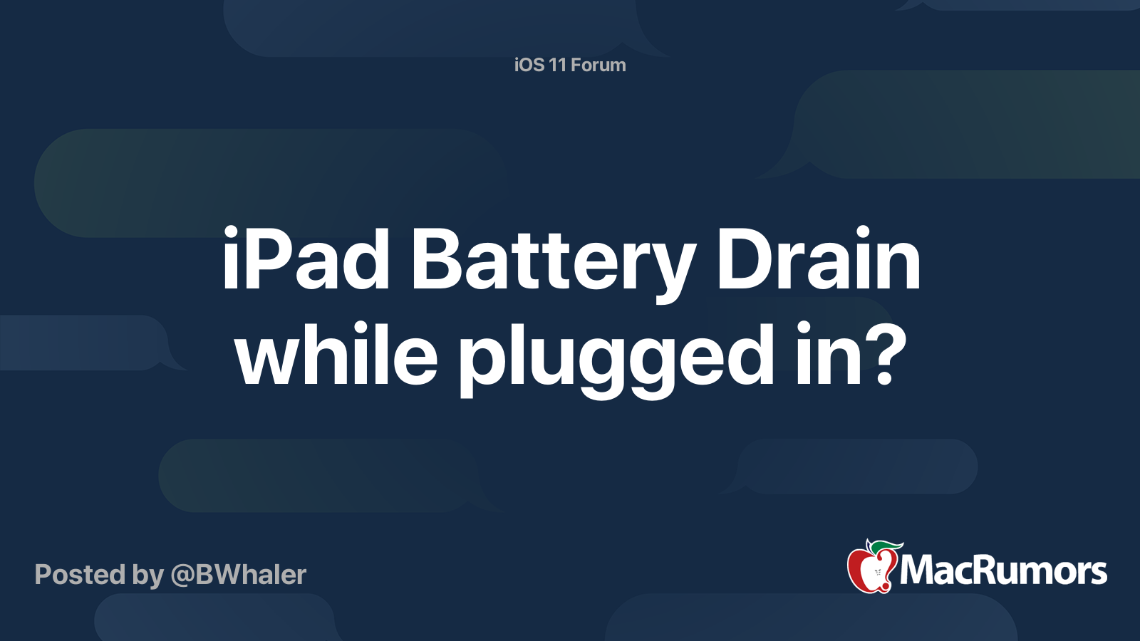 iPad Battery Drain while plugged in? MacRumors Forums