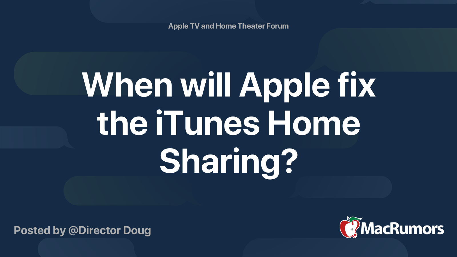 When will Apple fix the iTunes Home Sharing? MacRumors Forums