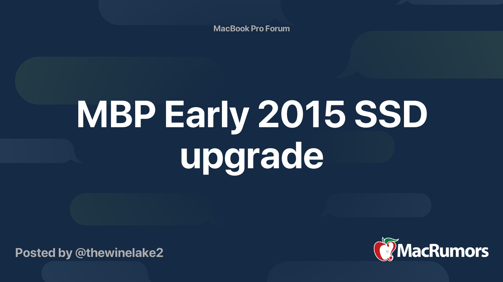 MBP Early 2015 SSD upgrade | MacRumors Forums