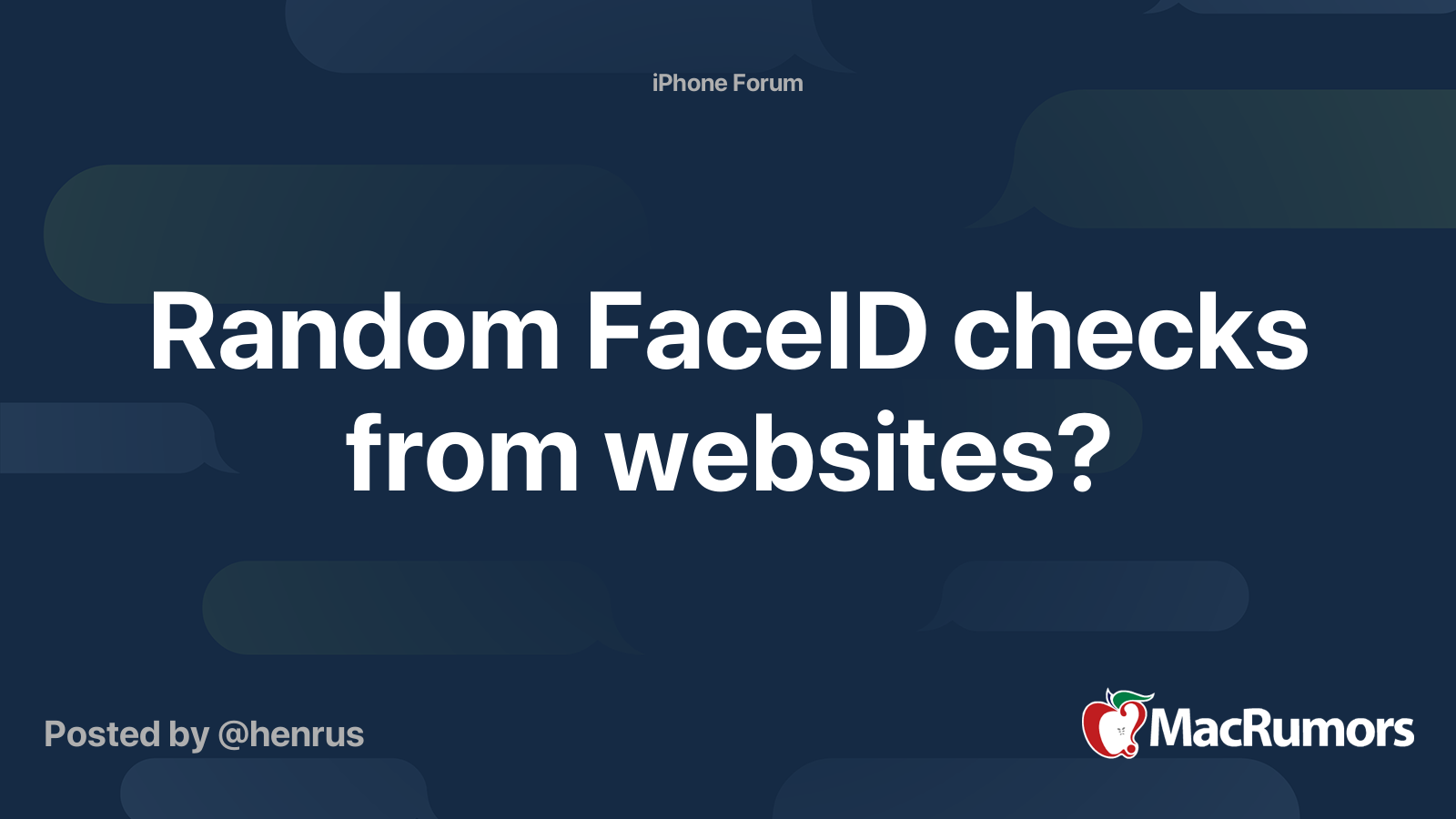 Random FaceID checks from websites? MacRumors Forums