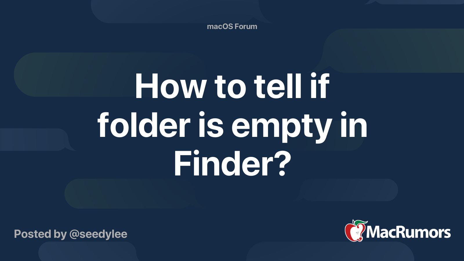 How To Tell If Folder Is Empty In Finder MacRumors Forums