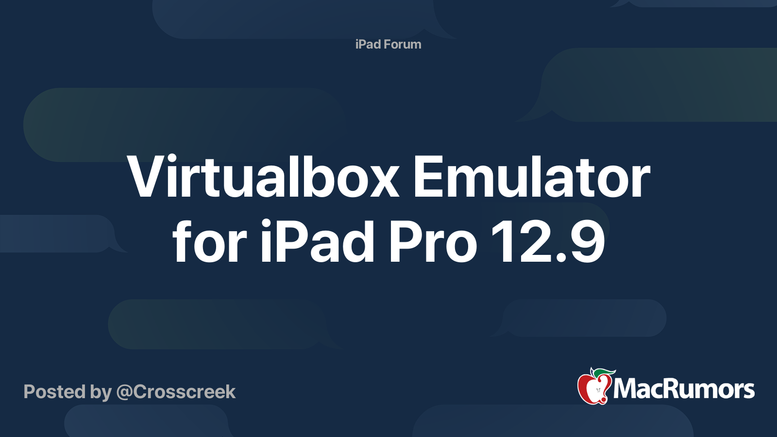 Virtualbox Emulator for iPad Pro 12.9 MacRumors Forums