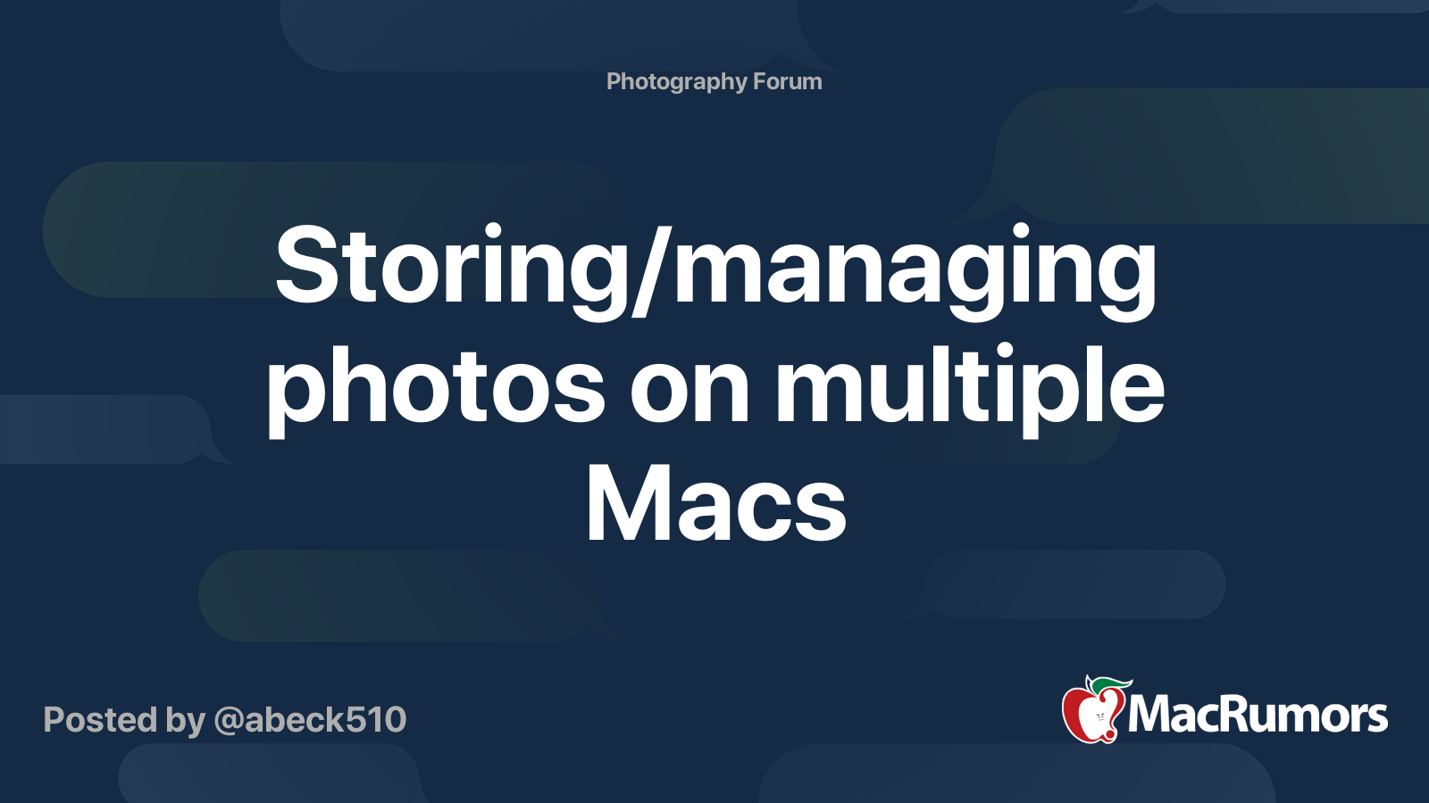 Storing/managing photos on multiple Macs MacRumors Forums
