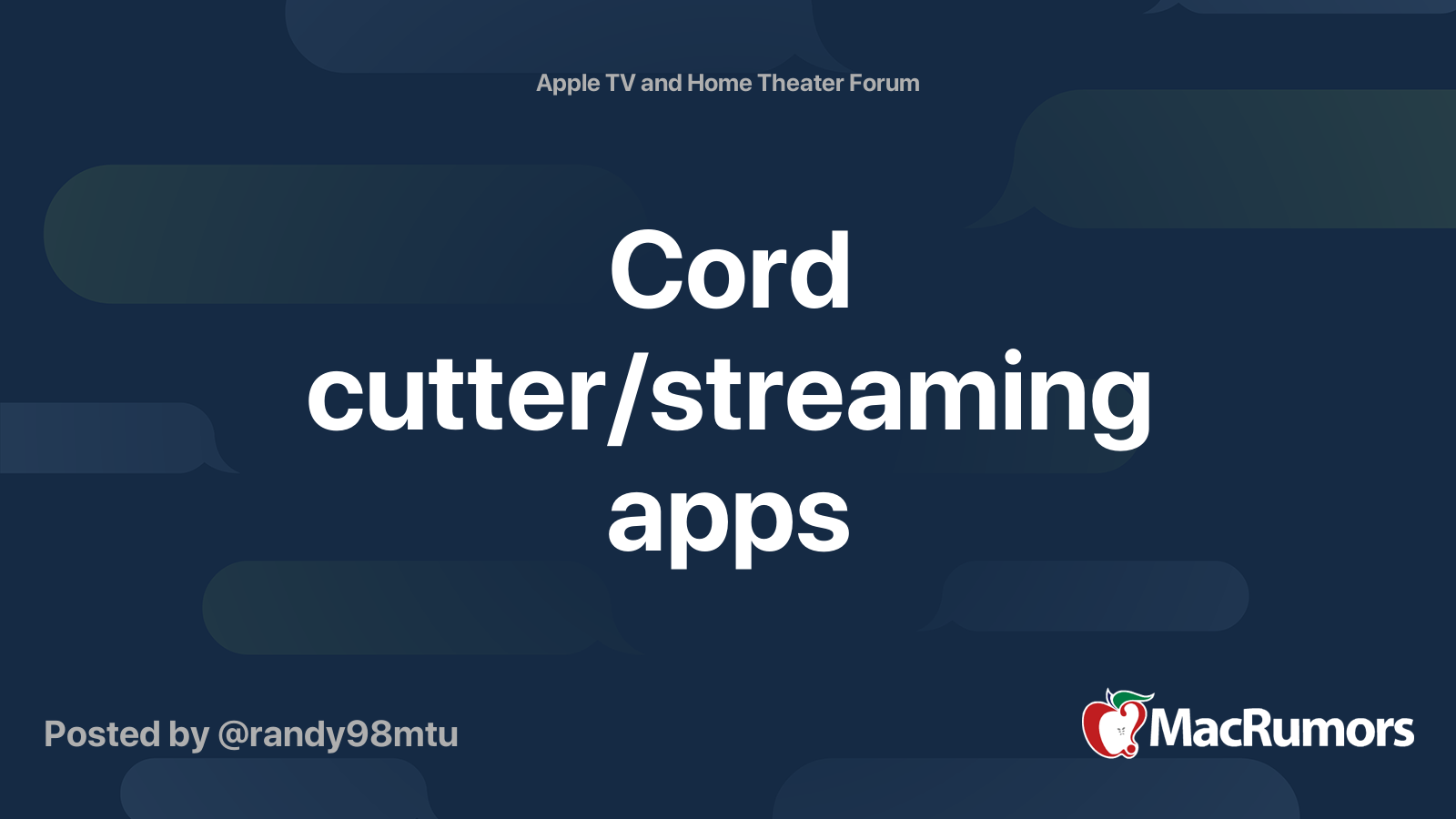 Cord cutter/streaming apps MacRumors Forums
