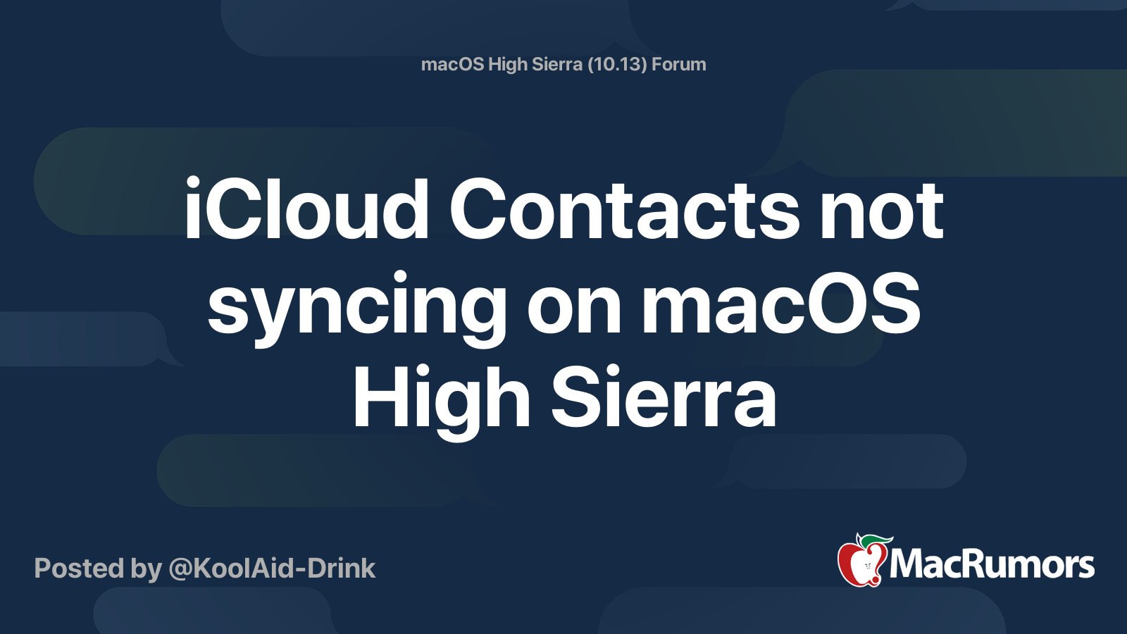 iCloud Contacts not syncing on macOS High Sierra | MacRumors Forums