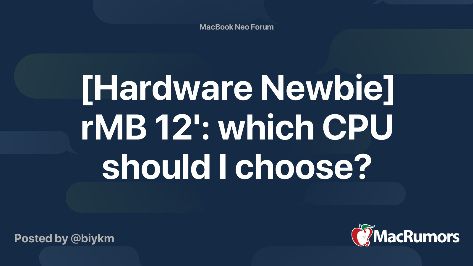 [Hardware Newbie] rMB 12': which CPU should I choose? | MacRumors Forums