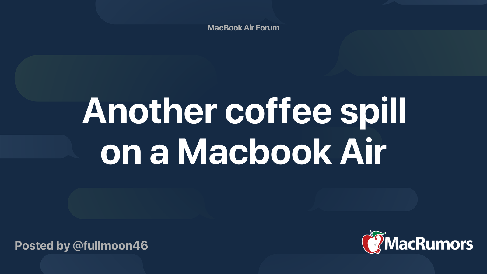 Another coffee spill on a Macbook Air MacRumors Forums
