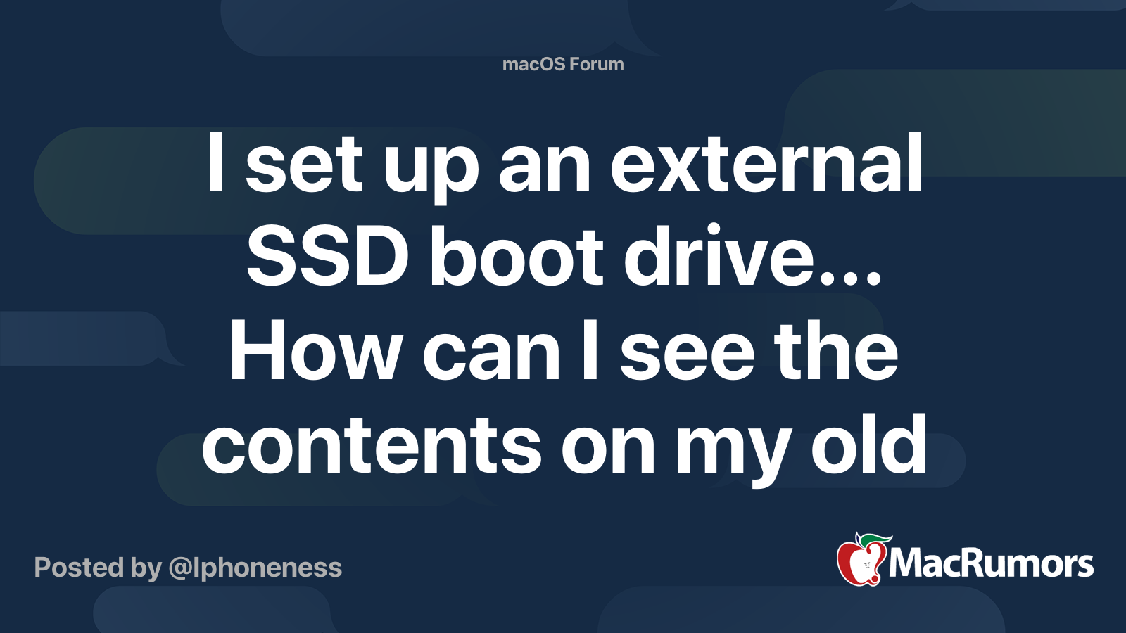 I set up an external SSD boot drive... How can I see the contents on my
