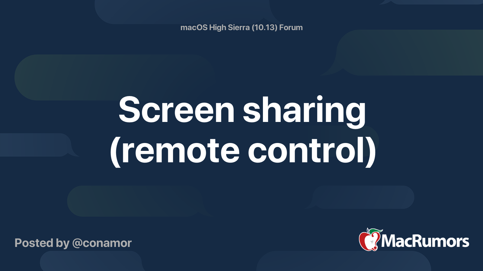 Screen sharing (remote control) MacRumors Forums