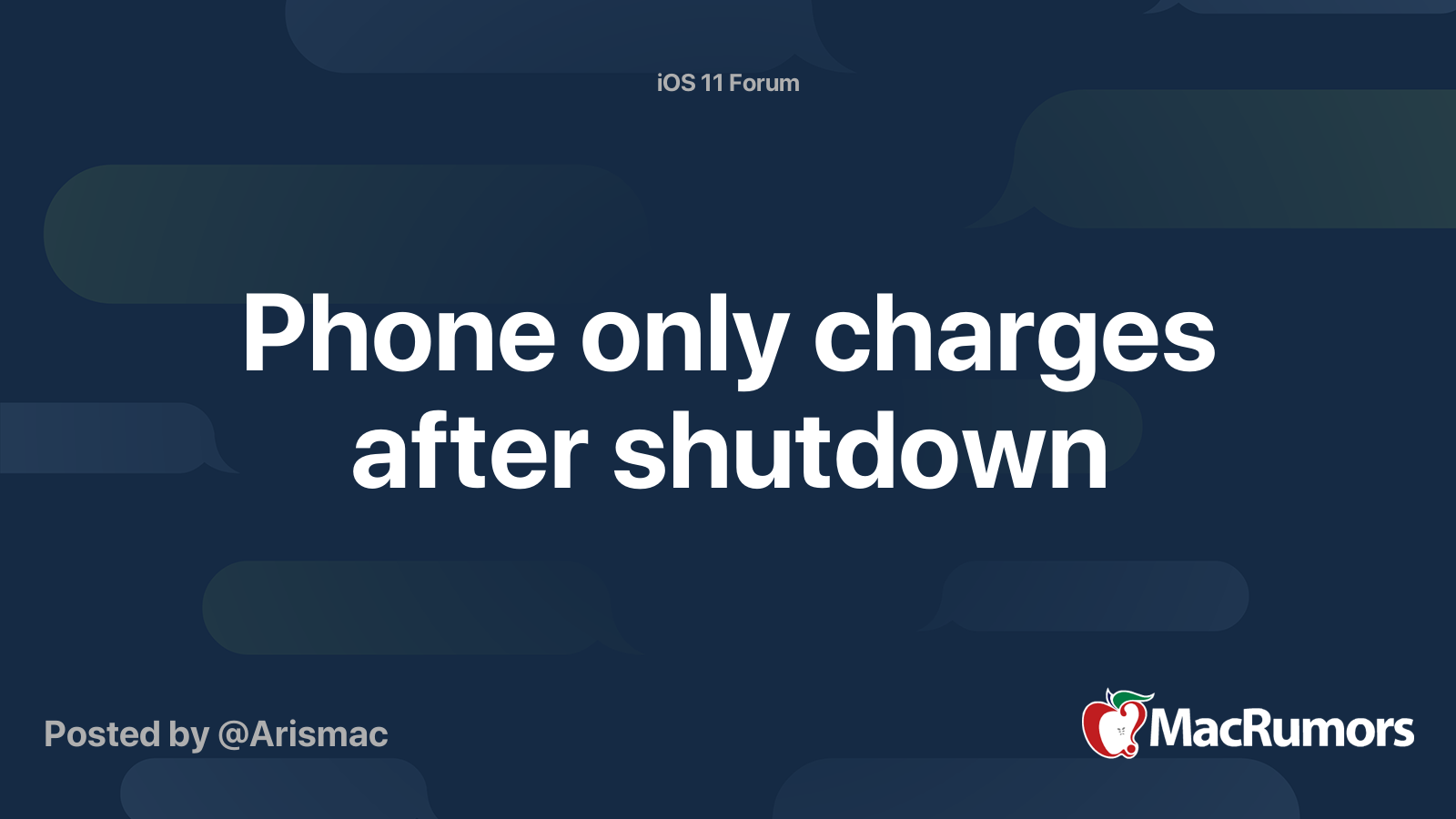 Phone only charges after shutdown MacRumors Forums