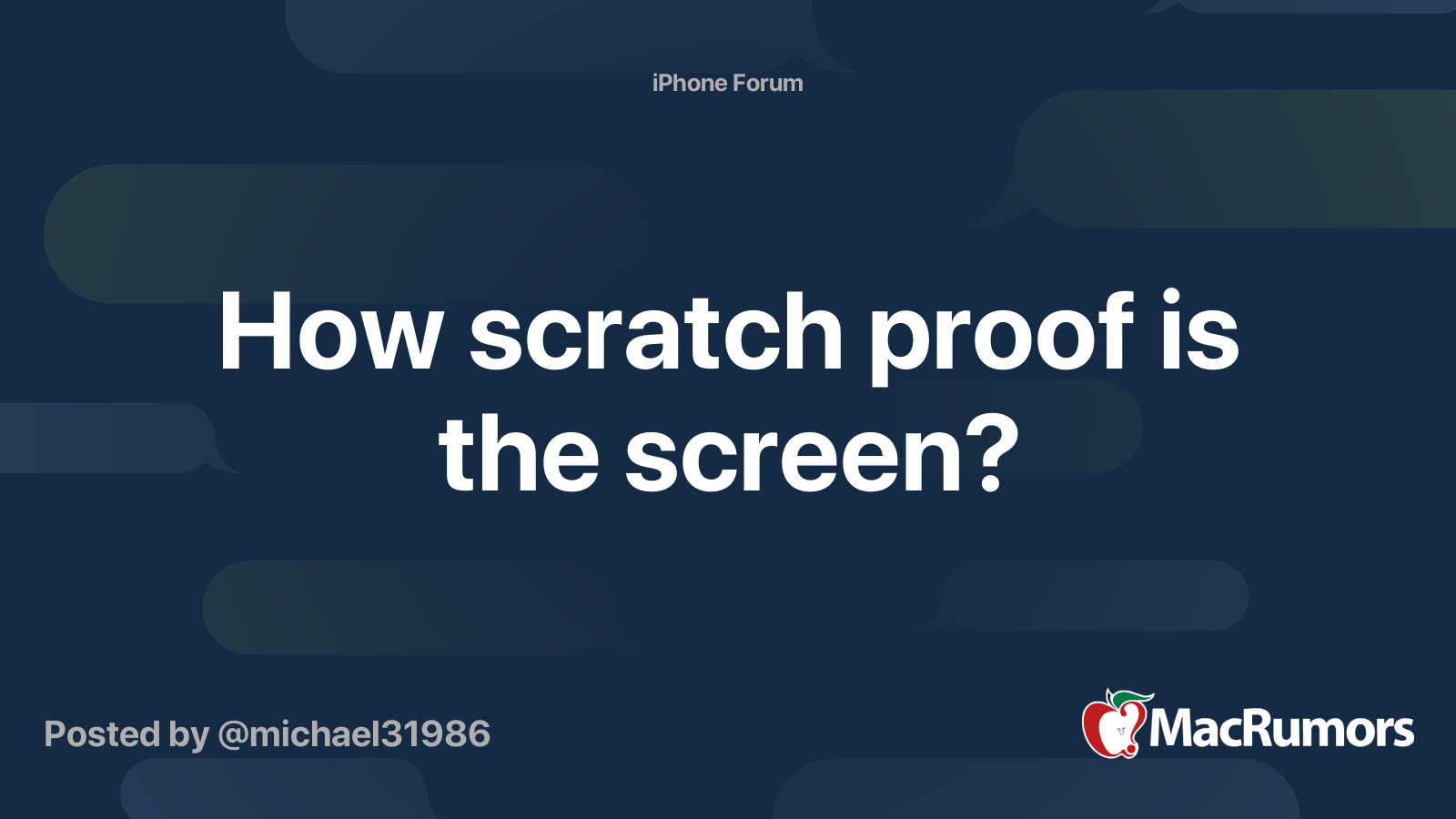 How scratch proof is the screen? | MacRumors Forums