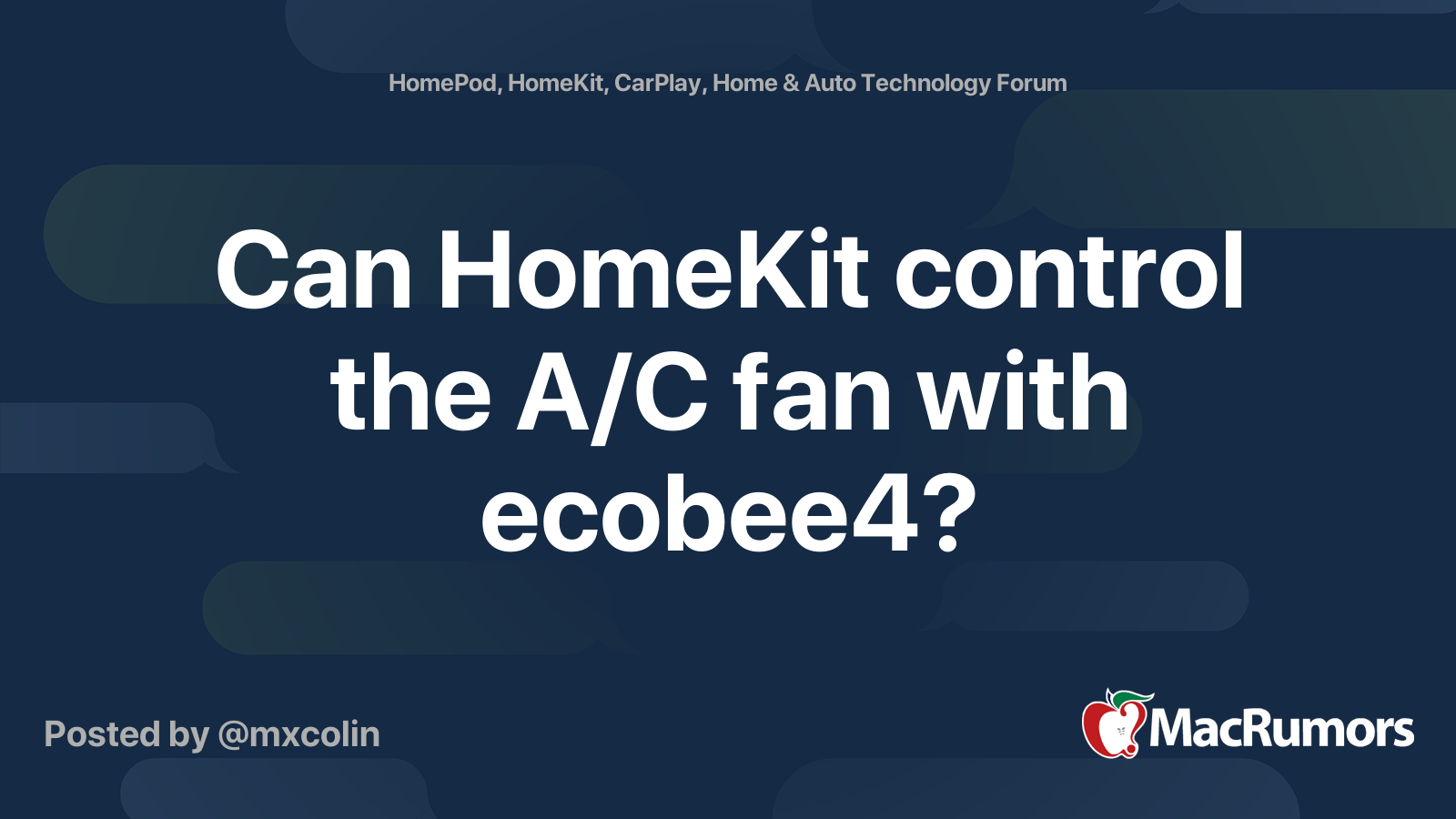 Can HomeKit control the A/C fan with ecobee4? MacRumors Forums