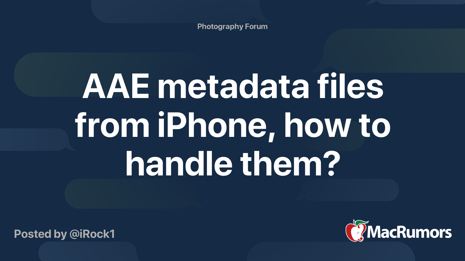 AAE metadata files from iPhone, how to handle them? | MacRumors Forums