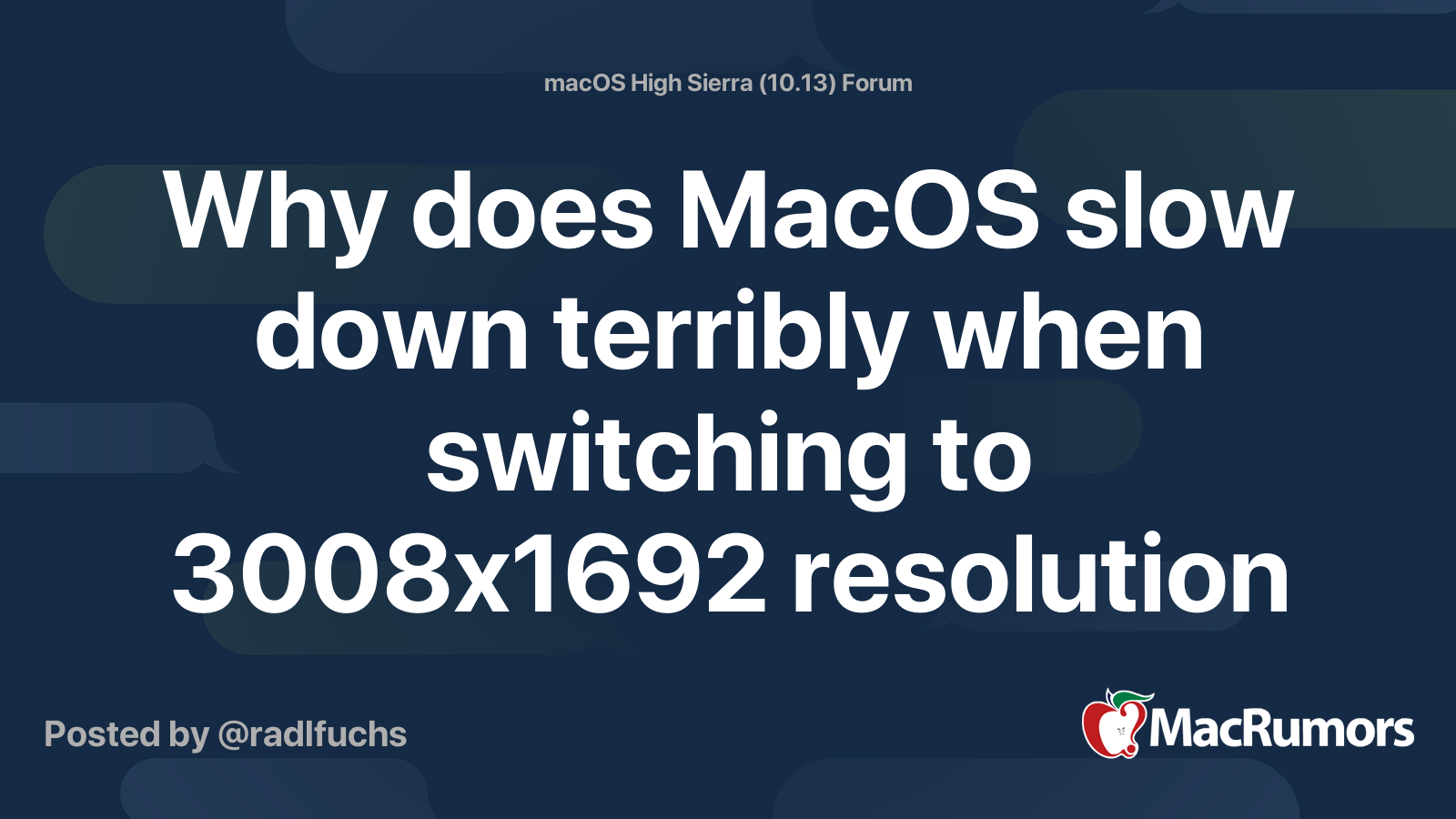Why does MacOS slow down terribly when switching to 3008x1692