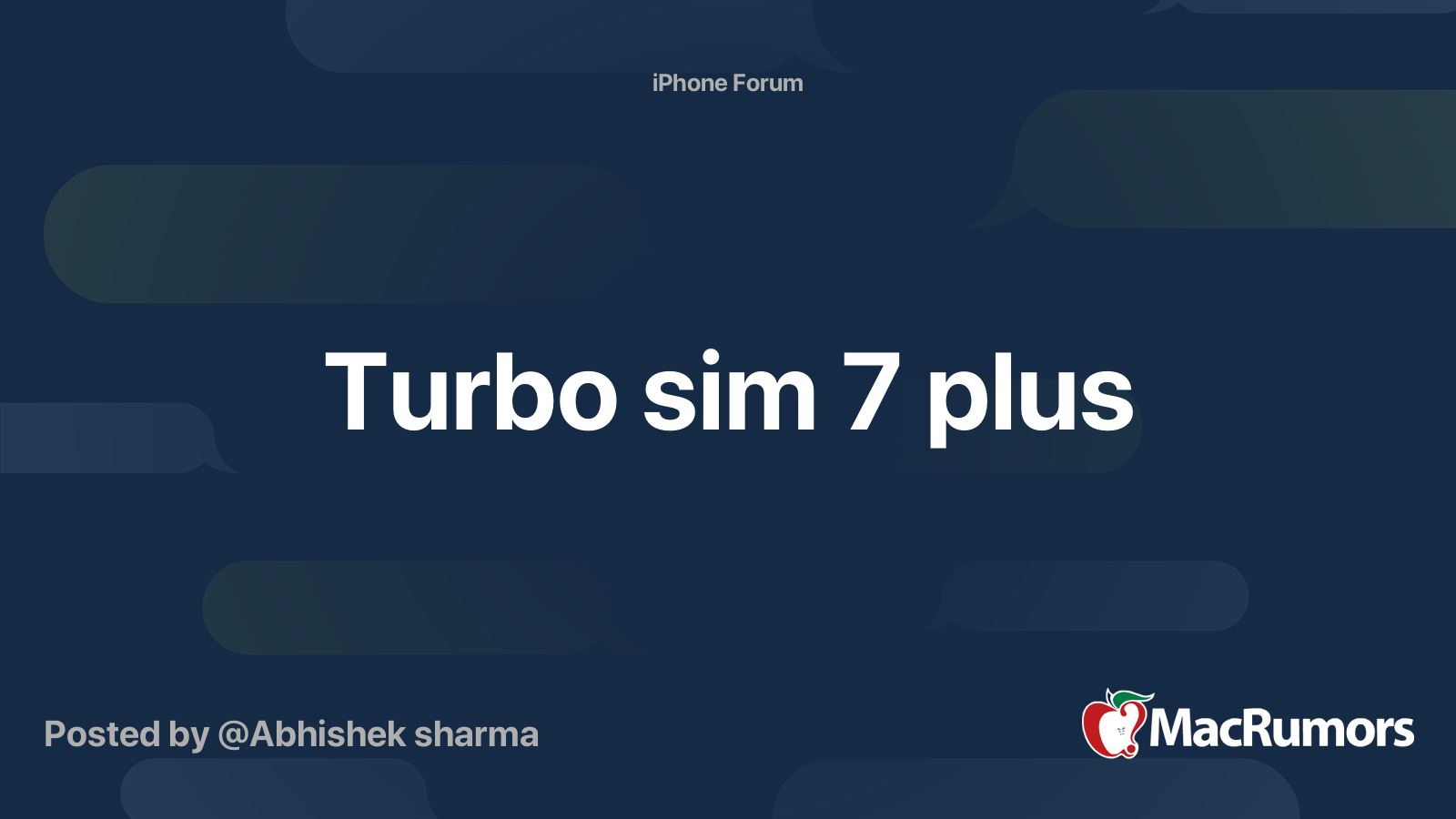 Turbo sim 7 plus | MacRumors Forums
