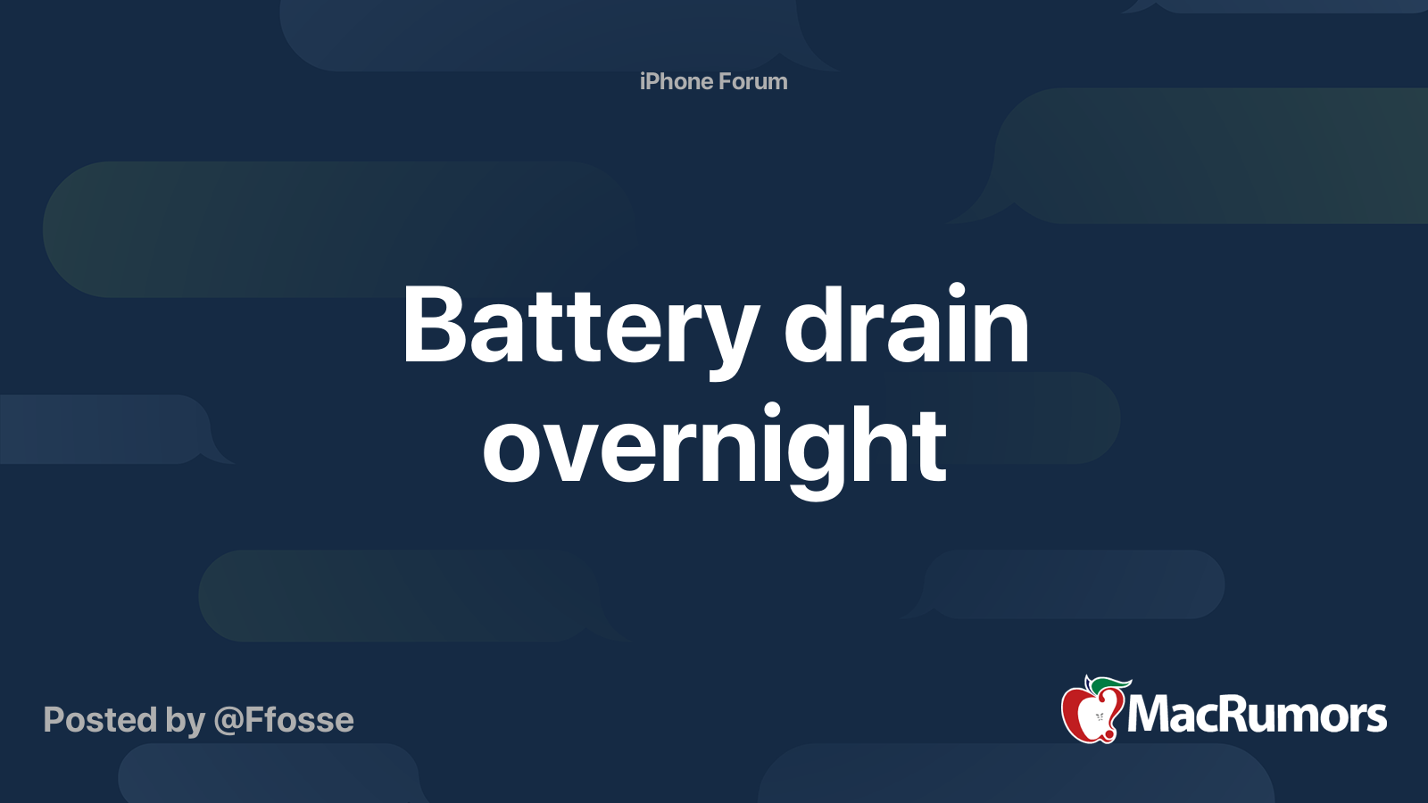 Battery drain overnight MacRumors Forums