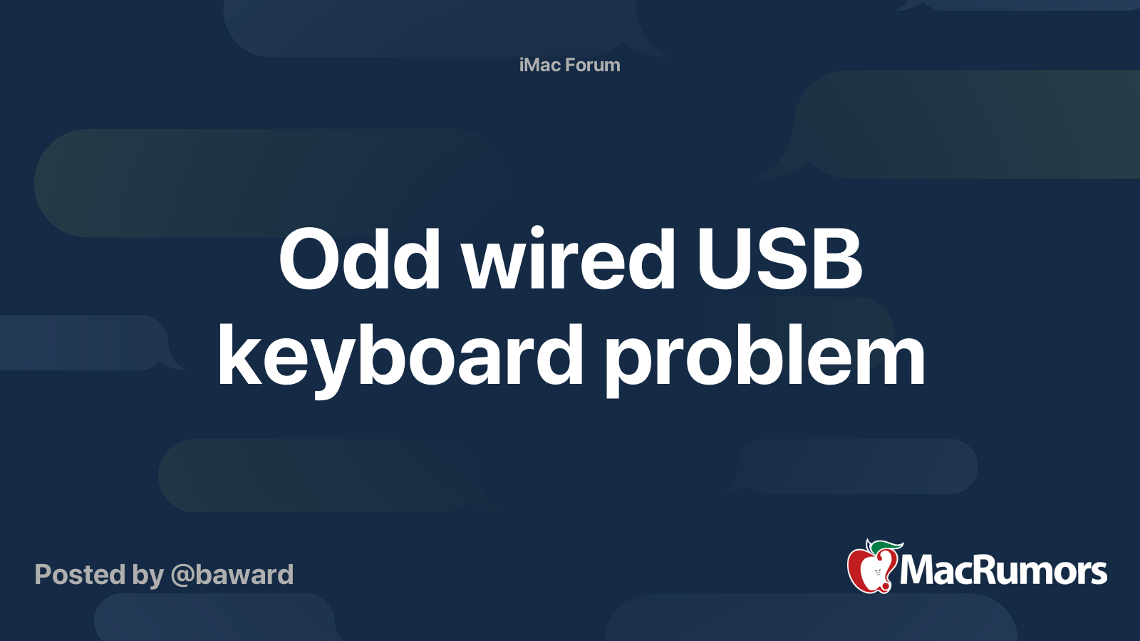 Odd wired USB keyboard problem MacRumors Forums