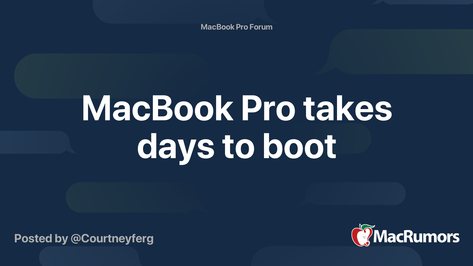 MacBook Pro takes days to boot MacRumors Forums