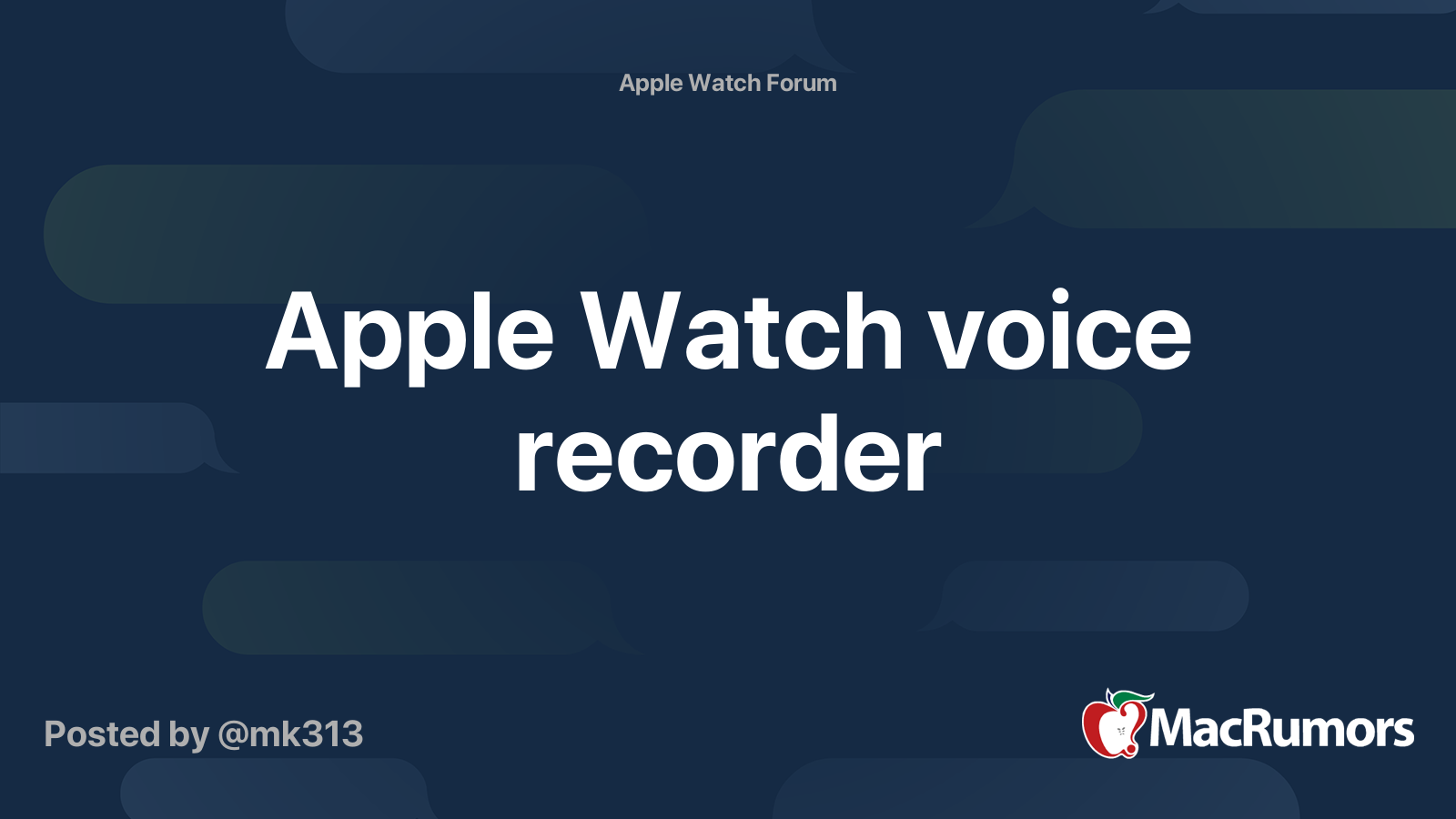 Apple Watch voice recorder MacRumors Forums