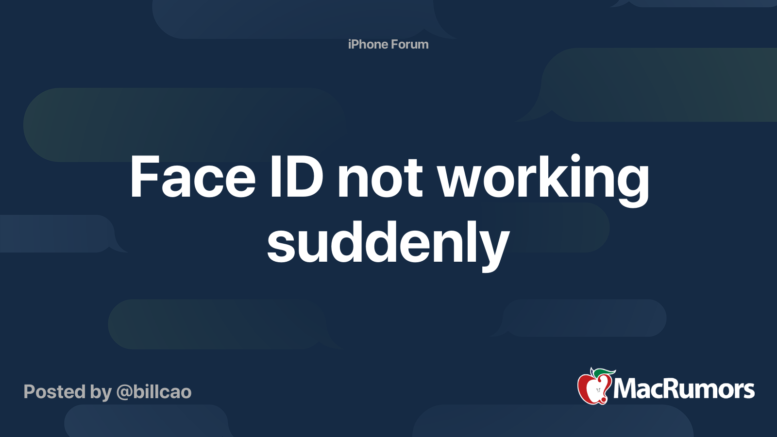 Face ID not working suddenly | MacRumors Forums